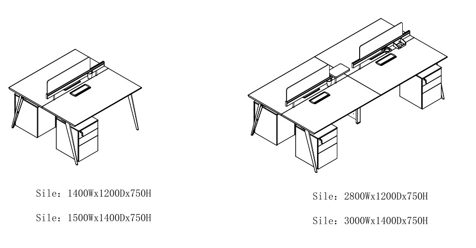 職員辦公桌YGZ-Z01尺寸